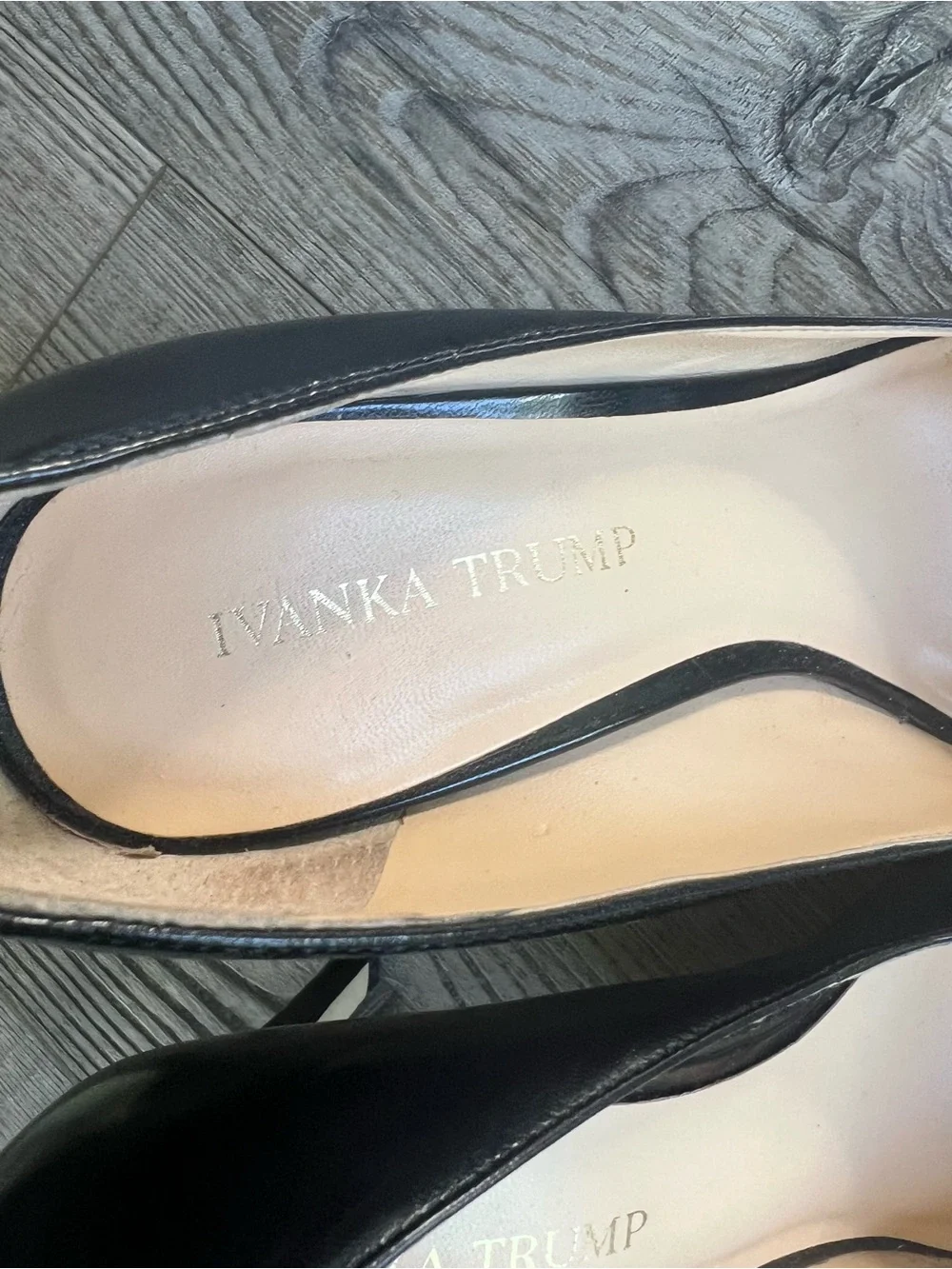 Ivanka Trump Black Open-Toe Leather Heels